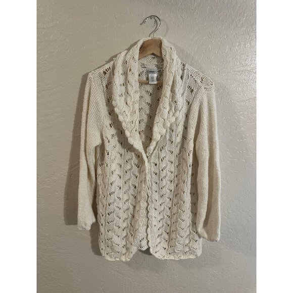 Coldwater Creek Ramie & Cotton Chunky Knit Cardigan - Picture 1 of 11